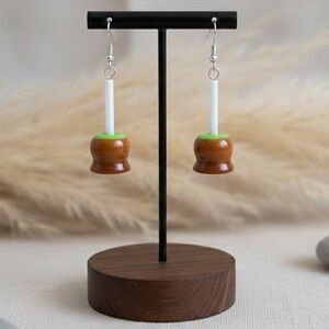 Green Candy Apple with Caramel - Handmade Earrings
